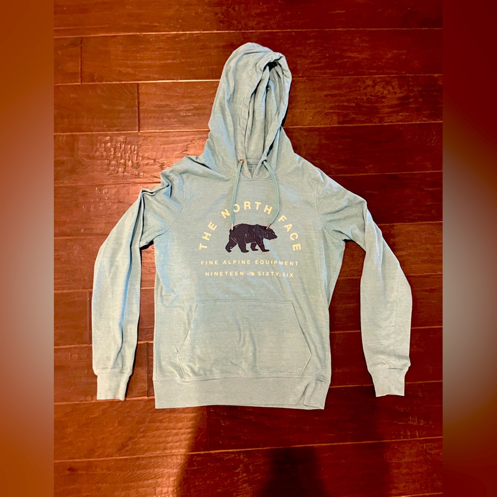 Thin light blue Northface hoodie, size medium, good condition only wore once
